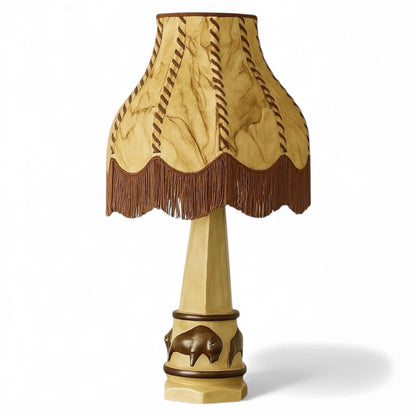 Mid-Century Ceramic Bull Lamp with Hide Shade – 1950s / 60s Western Modernist Design