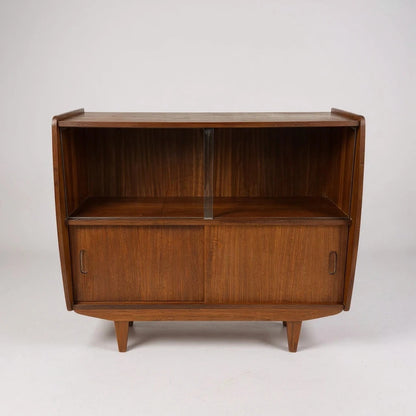 Mid Century Modern Danish Style Teak Sliding Door Low Cabinet