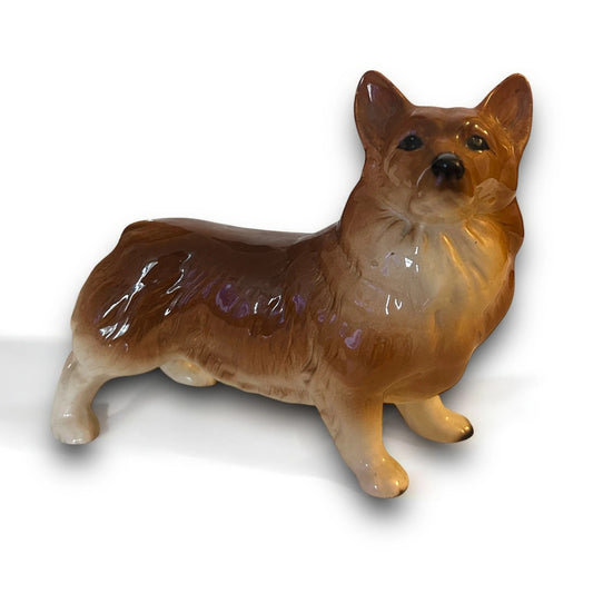 Vintage 1980s Ceramic Corgi Dog Sculpture