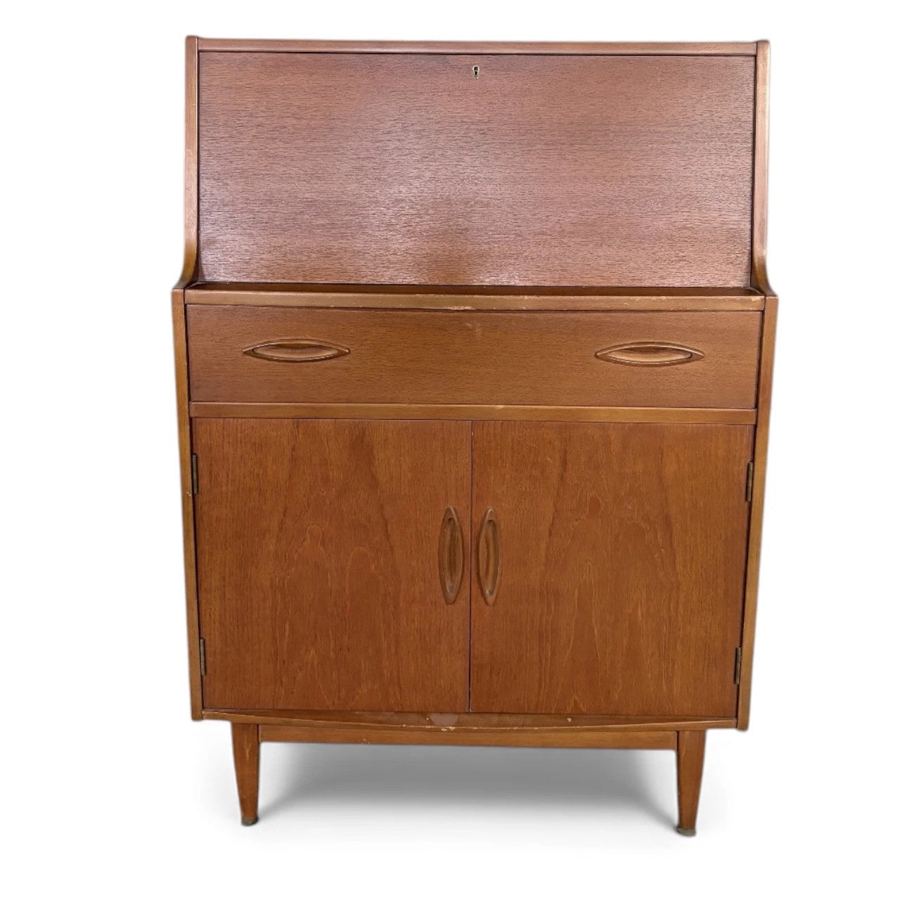 Mid Century Modern Vintage Jentique Teak Writing Desk Bureau Cabinet