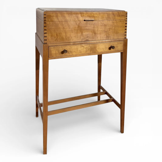 Mid Century Storage Table - Lift Top Utility Side Table with Drawer