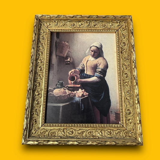 Vintage 1970s Johannes Vermeer Milkmaid Gilt Frame