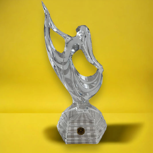 Vintage art deco crystal glass lady statue