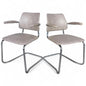 Pair of 1970s Stamped Chrome Cantilever Chairs – Stacking Armchairs