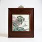 Vintage Chinese Hand-Painted Porcelain Tile Plaque in Rosewood Frame