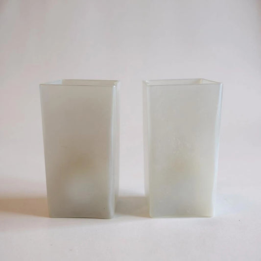 Vintage Pair of Ice Cube Ikea Grono Frosted Glass Table Lamps
