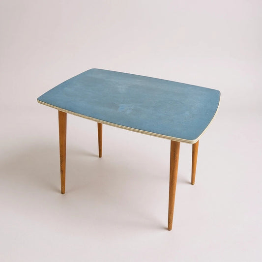 Mid Century Blue Formica Kitchen Table | Compact Retro Dining Table 1960s