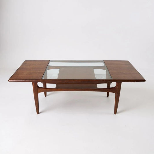 Mid century Modern g plan teak and glass rectangular coffee table