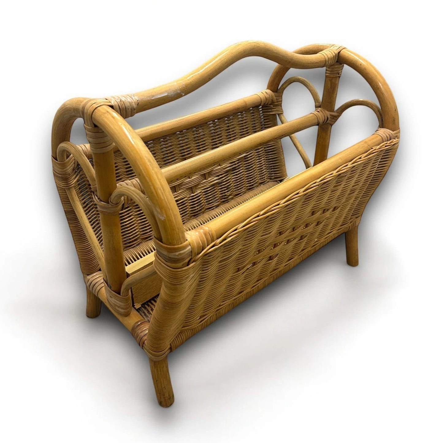 Mid Century Bamboo Magazine Storage Rack