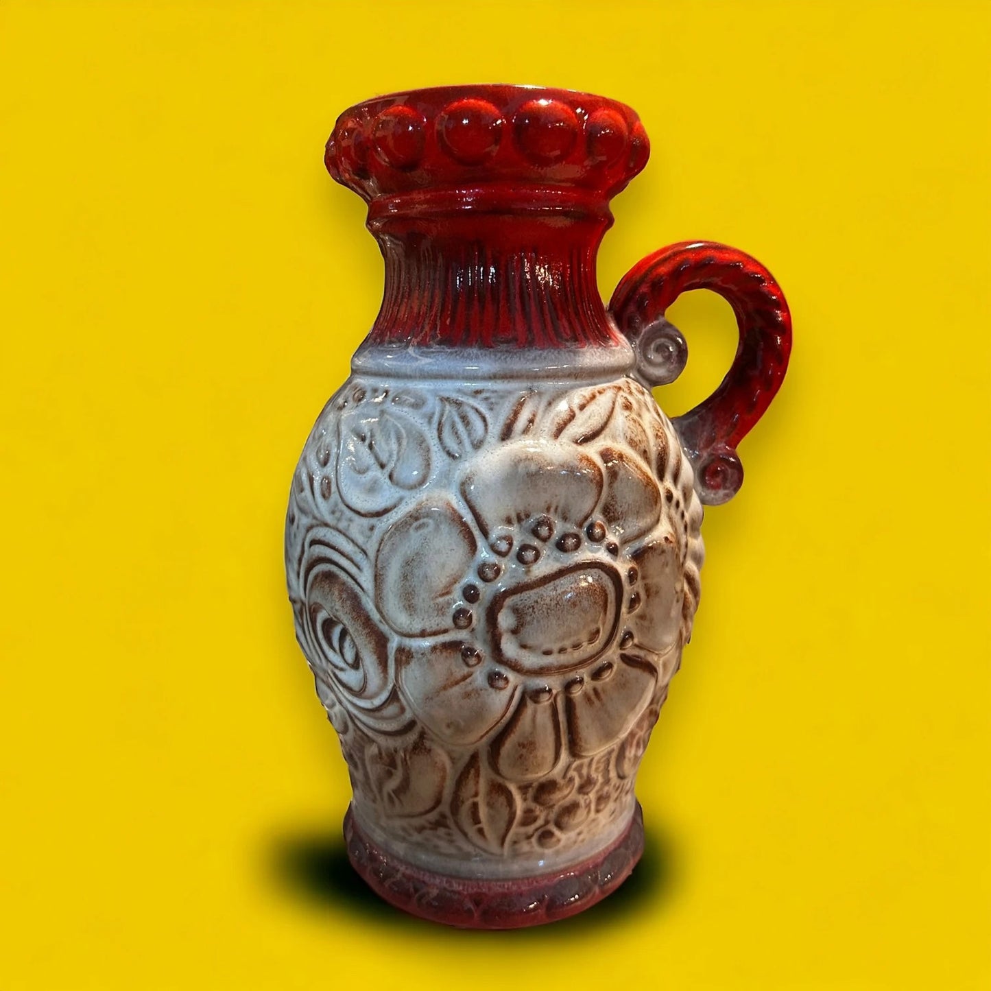 Mid century red west German lava vase