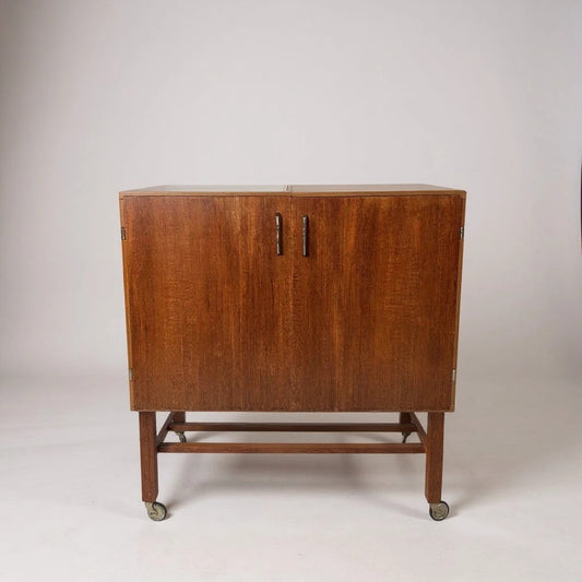 Mid Century Record Cabinet on Castors | Vintage Vinyl Storage Cupboard