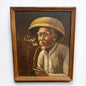 Vintage 1970s Chinese Old Man Oil Painting