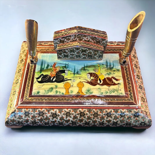 Vintage 1950s Persian Khatam Letter Holder