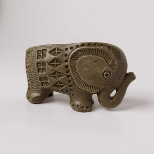 Aldo Londi Bitossi Rimini Pale Green Elephant | Mid Century Italian Ceramic Figurine