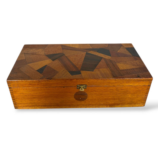 Antique French Carved Wood Marquetry Storage Box