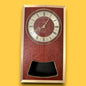 Mid Century Brass and Teak Wall Clock