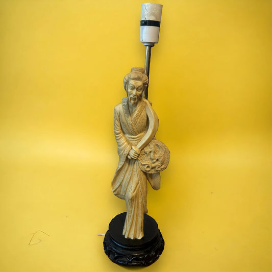 Vintage 1950s Japanese Old Man Resin Table Lamp