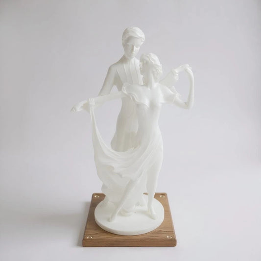 Vintage 1990s Lucite Art Deco Style Dancing Couple Sculpture Signed by Crosa
