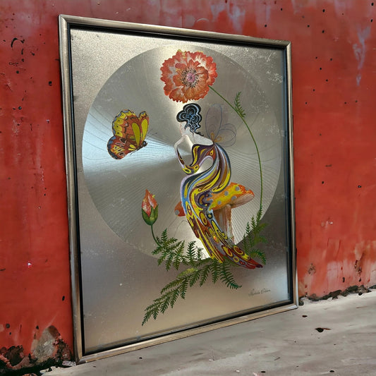 Mid Century Michelle Emblem Poppy Fairy Foil Painting