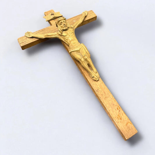 Mid Century Inri Teak Wood Jesus Crucifix