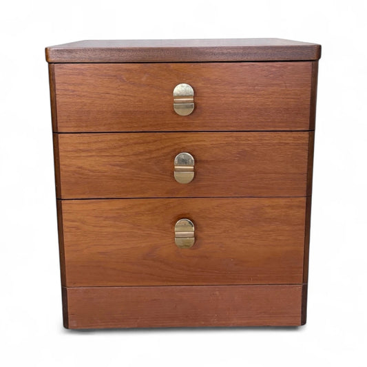 Mid Century Stag Teak Bedside Cabinet with Brass Handles