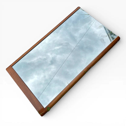 Mid Century Teak Mirror - Danish Rectangular Wall Mounted Vintage Mirror
