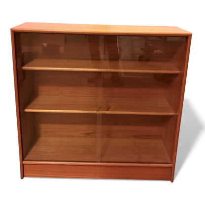Mid Century Bookcase - Teak Sliding Glass Doors | Vintage Display Cabinet