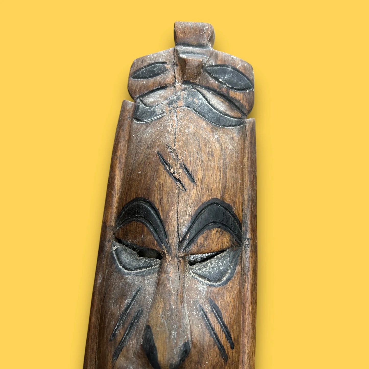 Vintage 1970s Carved African Wall Art Mask