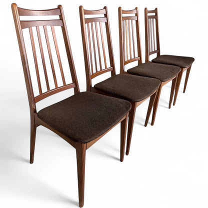 Set of 4 Elliott’s of Newbury High Back Teak Dining Chairs – Mid-Century