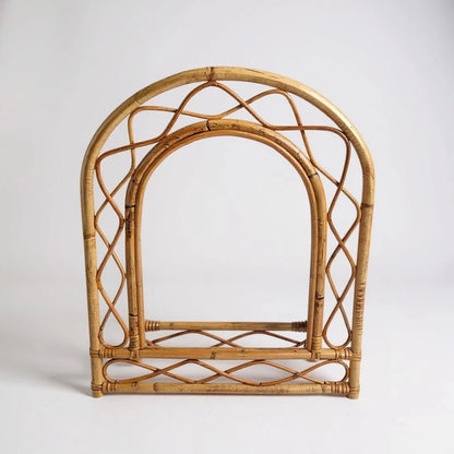 Mid Century Modern French Rattan Arch Wall Mirror