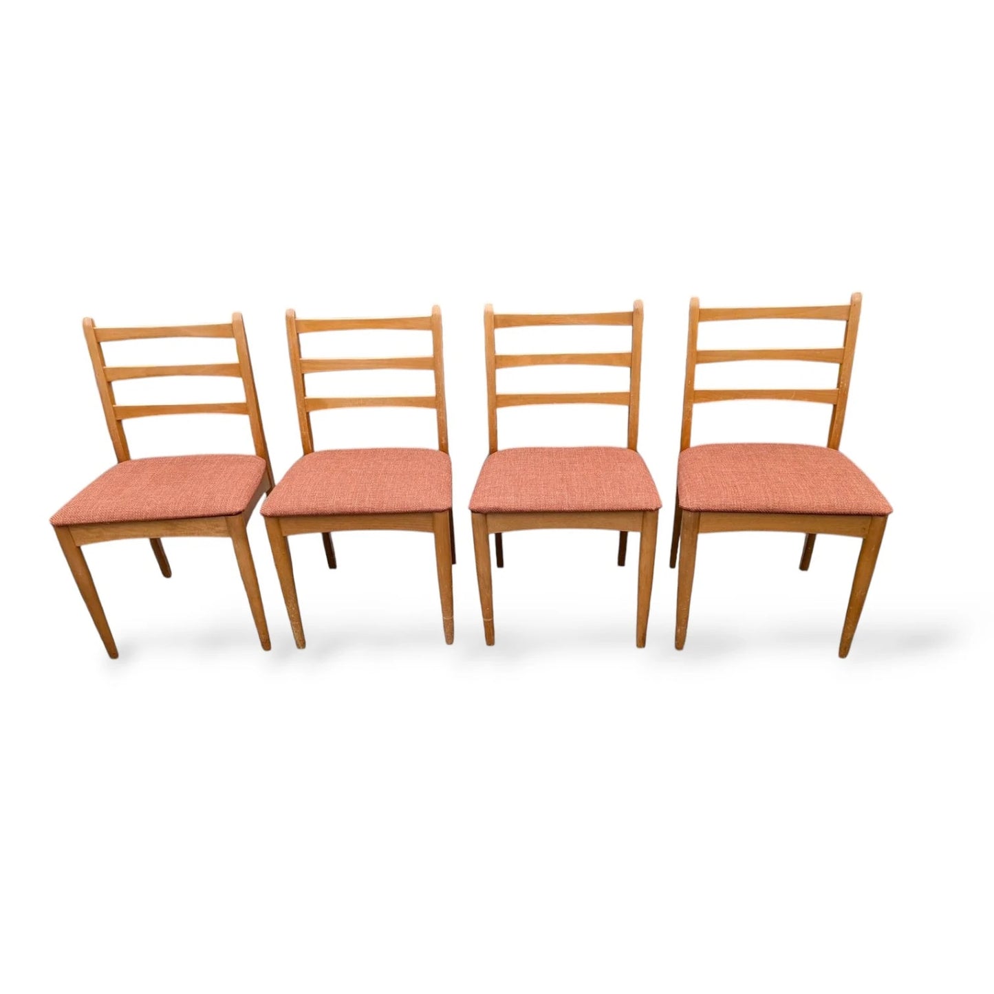 Set of 4 Mid-Century Beech Ladder Back Dining Chairs