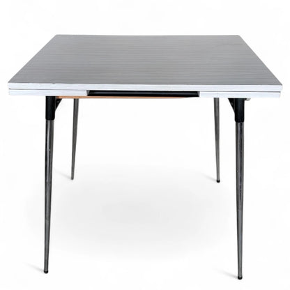 Mid-Century Formica Draw-Leaf Dining Table | Retro Kitchen Table with Chrome Legs