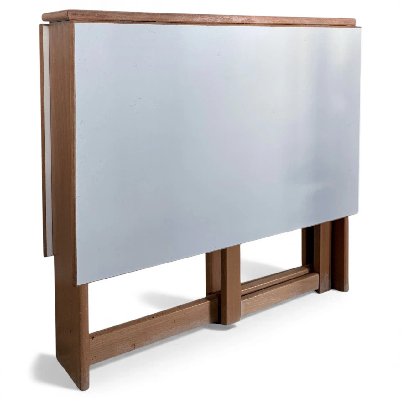 Drop Leaf Dining Table - Vintage Habitat Beech Wood With White Laminate Top — view 2