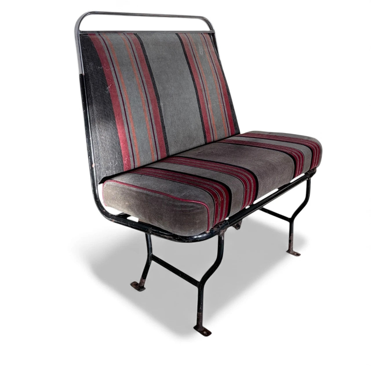 Vintage Bus Seat – Industrial Retro Bench With Racing Stripe Upholstery