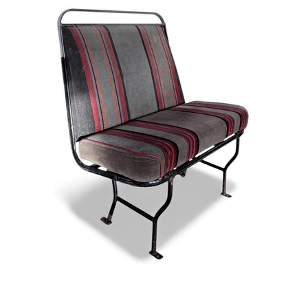 Vintage Bus Seat – Industrial Retro Bench With Racing Stripe Upholstery