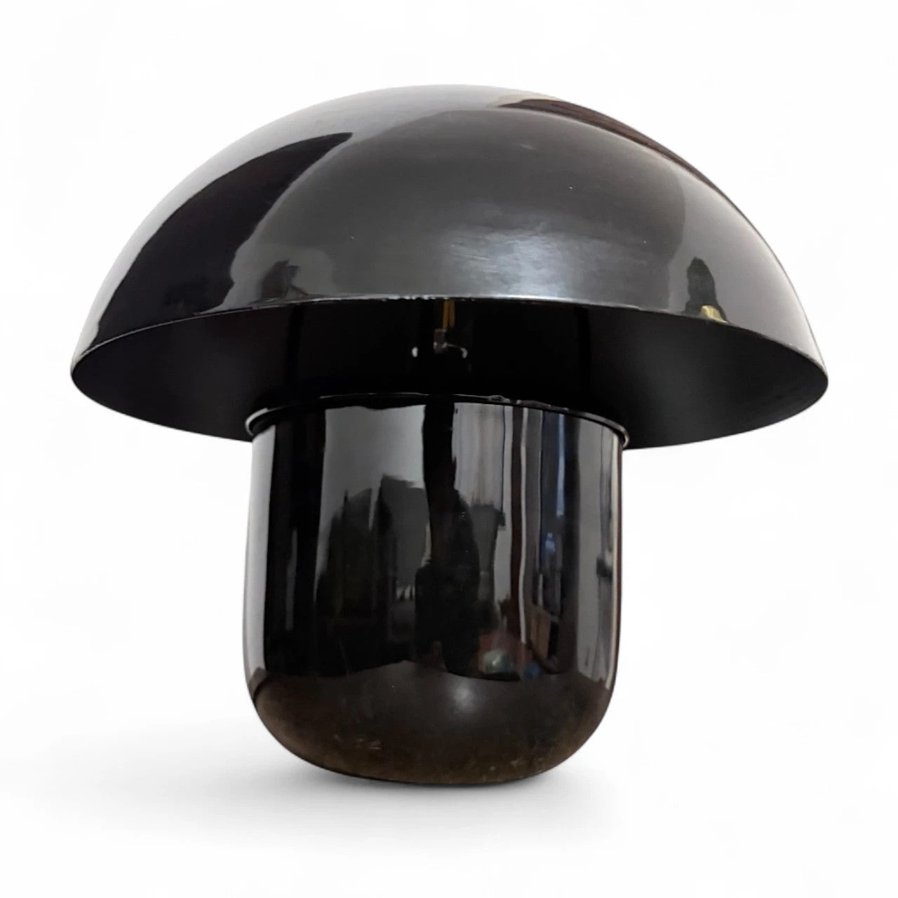 Vintage Black Mushroom Lamp | Fat Dome Table Lamp | 1970s Space Age