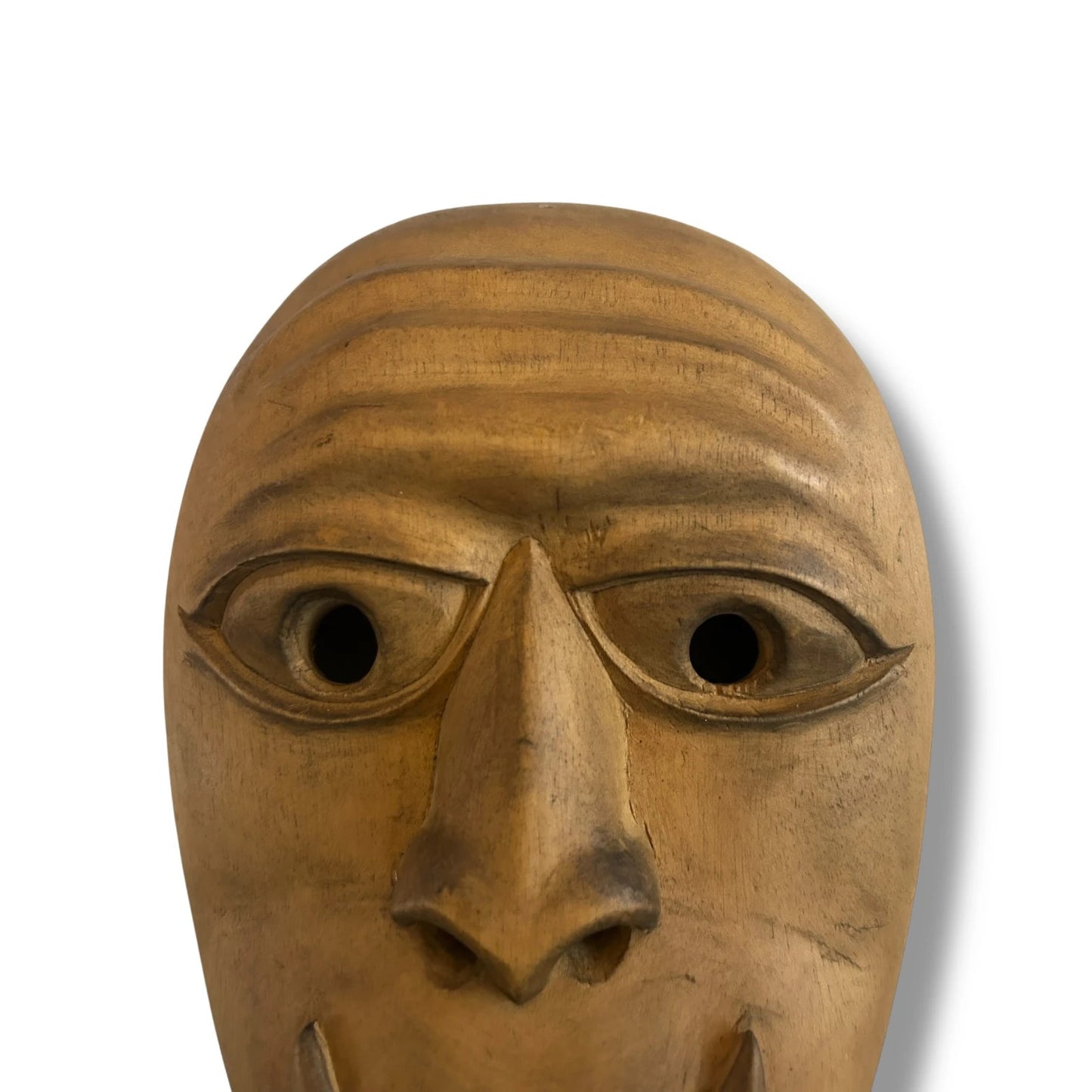 Vintage 1960s Japanese Handcarved Wood Demon Mask