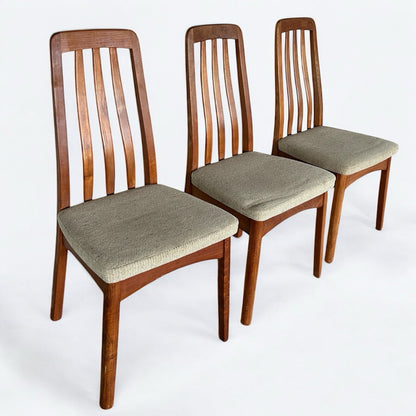 Set 3 Vintage Mid Century Modern Teak Dining Chairs Benny Linden