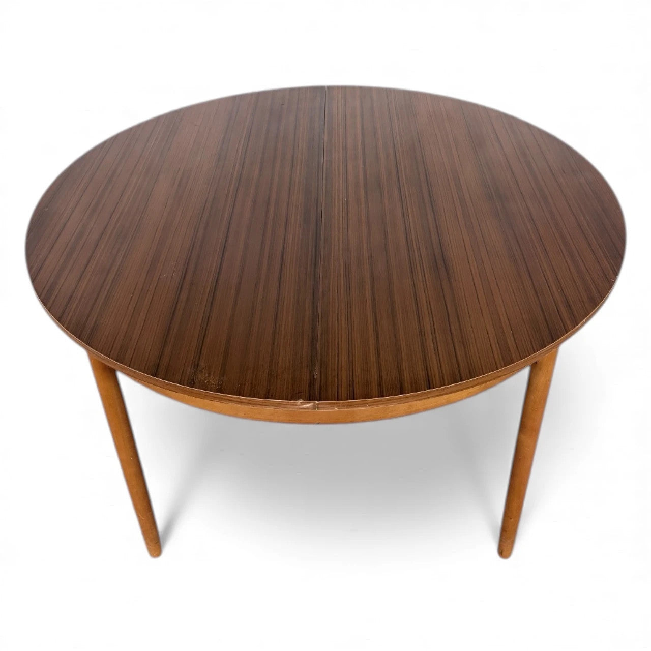 Mid-Century Teak Formica Extending Dining Table – Round to Oval