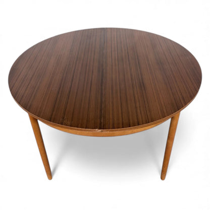 Mid-Century Teak Formica Extending Dining Table – Round to Oval