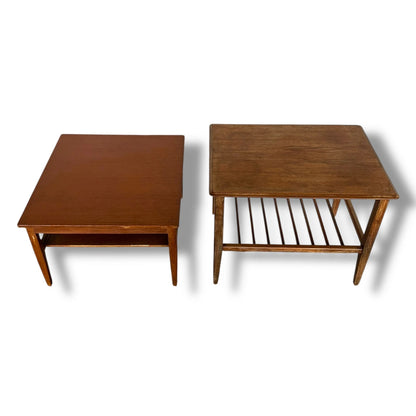 Pair of Vintage Bedside Tables – Mid-Century Mismatched Teak Side Tables