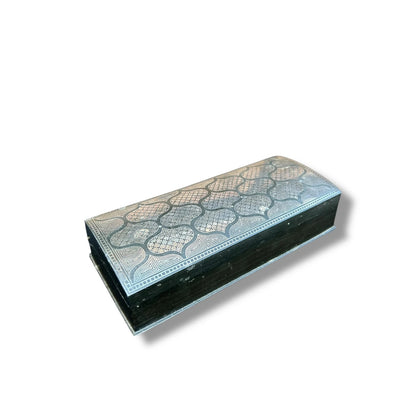 Vintage Middle Eastern Embossed Metal Box – Islamic Geometric Design Jewellery or Trinket Storage