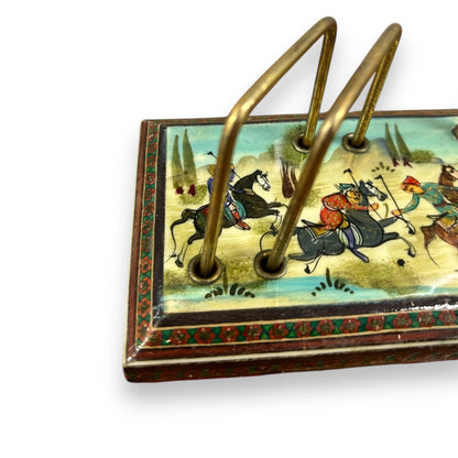 Vintage 1960s Persian Khatam Art Letter Rack