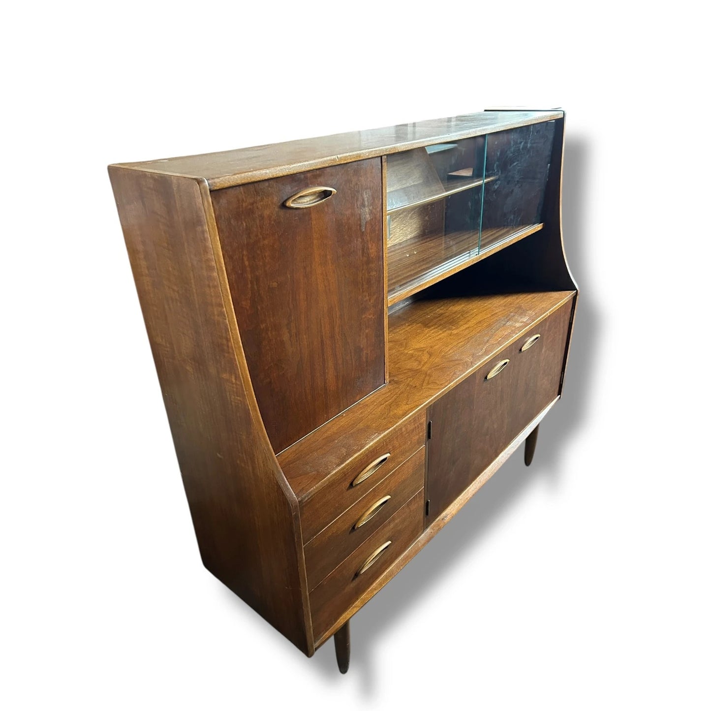 Mid Century Jentique High Sideboard in Teak | Vintage Tall Credenza
