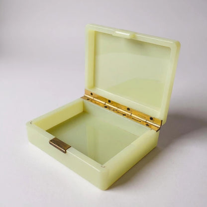 Mid Century Modern Green Onyx Marble and Brass Jewellery Box
