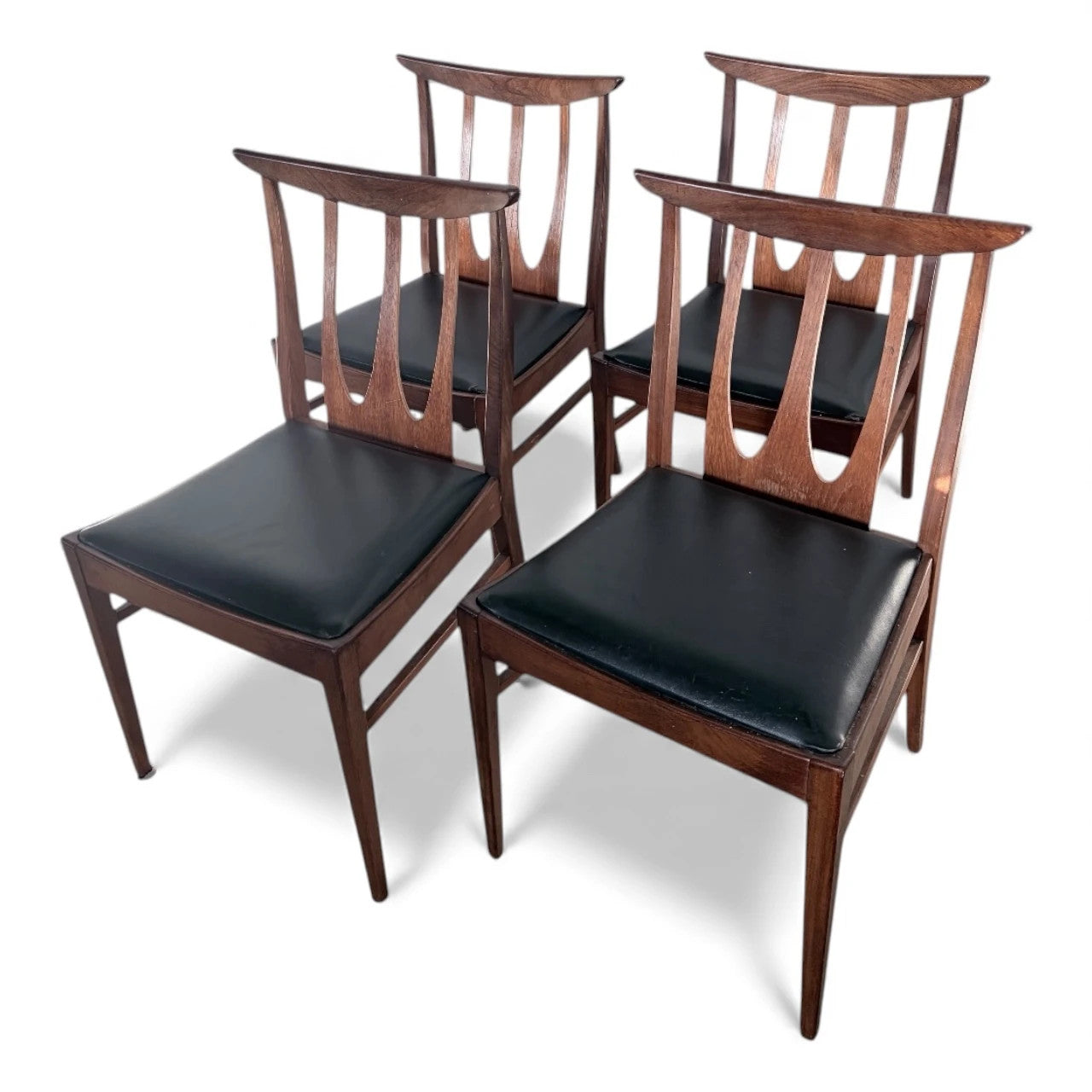 G Plan Brasilia Chairs - Set of 4 Vintage Teak Dining Chairs with Black Vinyl Upholstery — view 2
