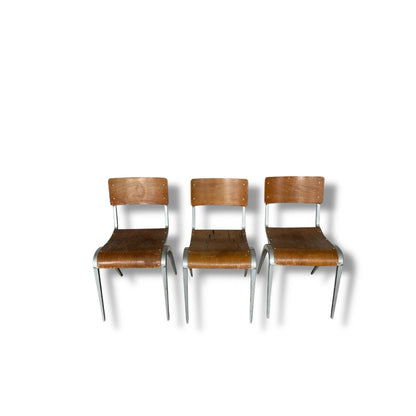 Set of 3 Vintage James Leonard Small Chairs Stacking Chairs for Esavian