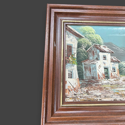 Vintage 1970s Mediterranean Nature Scene Art Painting