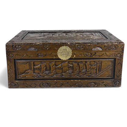 Large Hand-Carved Camphor Wood Blanket Box – Chinese Chest