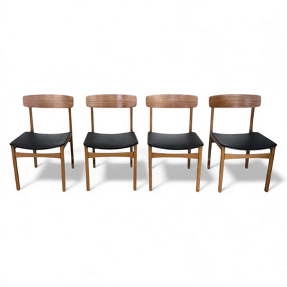 Vintage Teak Dining Chairs Set of Four – Mid Century Modern Vinyl Seats